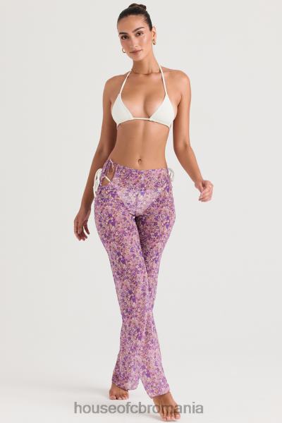 îmbrăcăminte House of CB pantaloni cu decupaj floral violet keala X4F68929