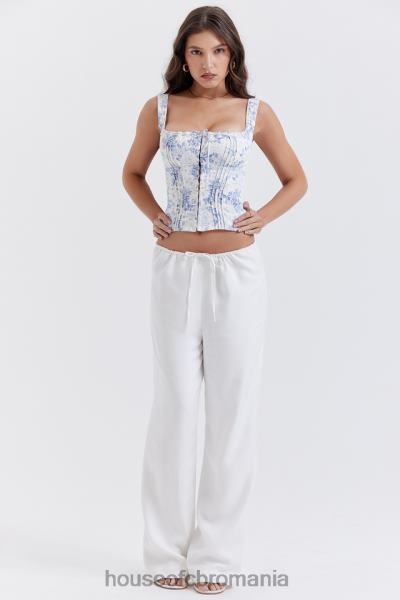 îmbrăcăminte House of CB pantaloni din amestec de in cleo ivory X4F68863