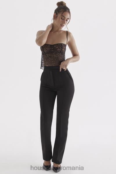 îmbrăcăminte House of CB pantaloni din satin negru tansy X4F68870