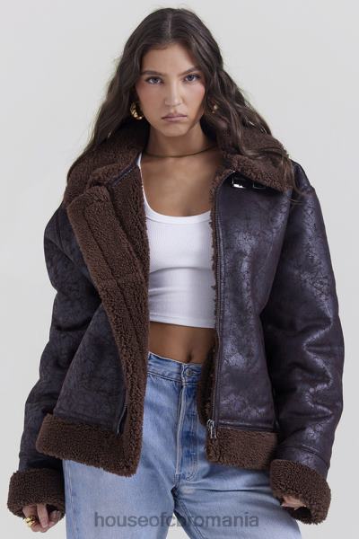 îmbrăcăminte House of CB jachetă de aviator din shearling vegan maro madden X4F681025