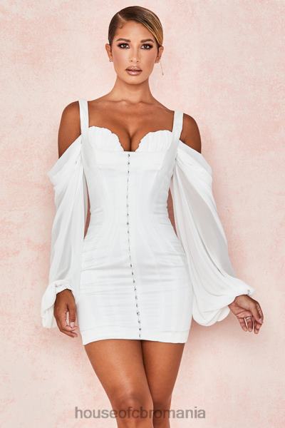 îmbrăcăminte House of CB rochie corset alb eva cu maneci de bluzon X4F68611