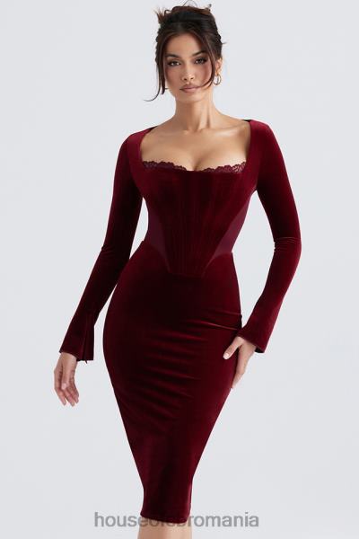 îmbrăcăminte House of CB rochie corset din catifea vin solaine X4F68338