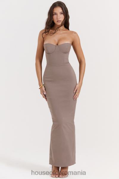 îmbrăcăminte House of CB rochie maxi corset fara bretele lucia taupe X4F68167