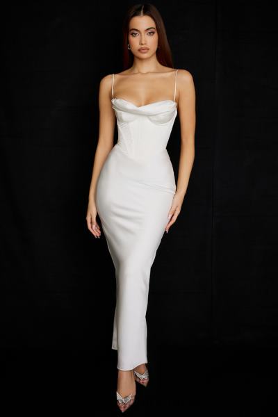 îmbrăcăminte House of CB rochie maxi corset ivory charmaine X4F68527