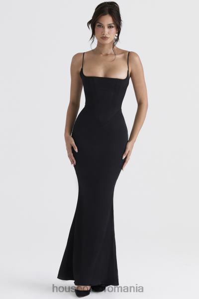 îmbrăcăminte House of CB rochie maxi corset negru din satin olivette X4F68386