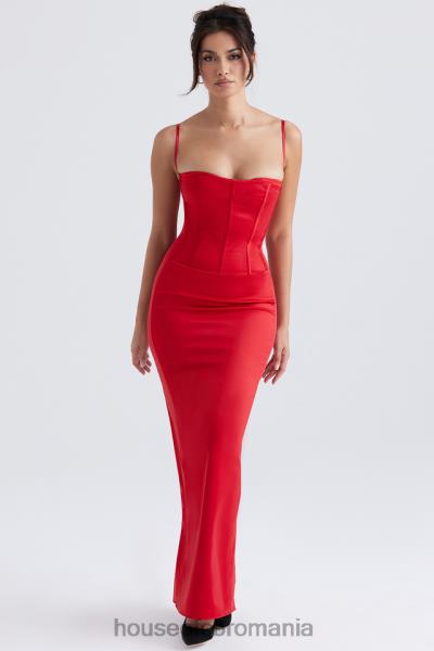 îmbrăcăminte House of CB rochie maxi corset satin rosu shani X4F68357