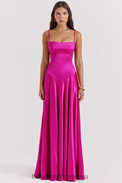 îmbrăcăminte House of CB rochie maxi cu dantelă fucsia anabella X4F68199