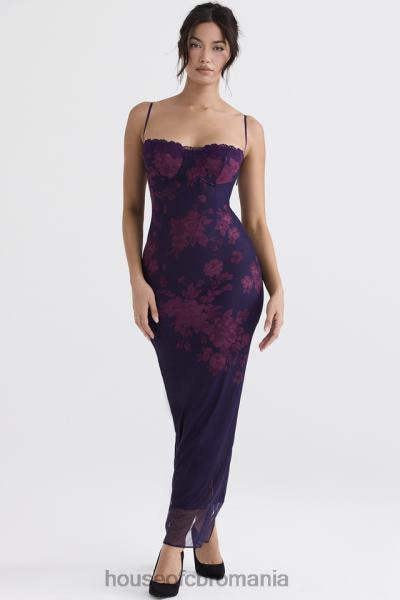 îmbrăcăminte House of CB rochie maxi cu imprimeu floral aiza grape X4F68329