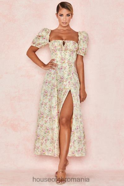 îmbrăcăminte House of CB rochie de soare midi tallulah lemon floral cu mâneci bufante X4F68617