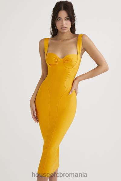 îmbrăcăminte House of CB rochie midi charlene tangerine bandage X4F68467