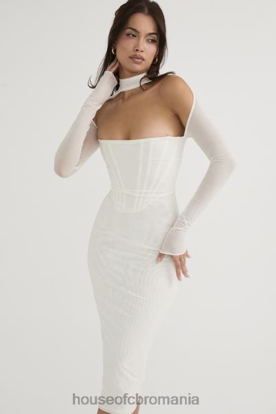 îmbrăcăminte House of CB rochie midi corset din plasă albă milarose X4F68484