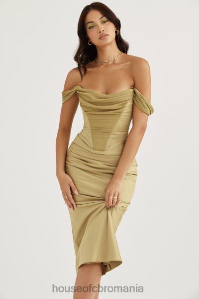 îmbrăcăminte House of CB rochie midi corset din satin natalya olive X4F68459