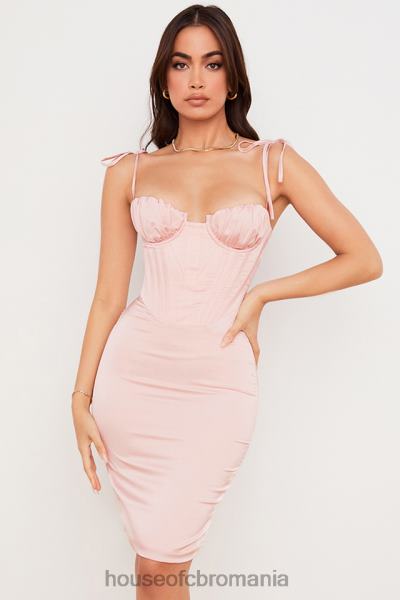 îmbrăcăminte House of CB rochie midi corset din satin roz alma blush X4F68546