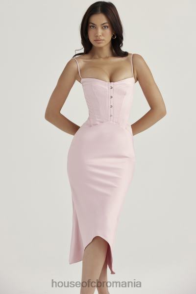 îmbrăcăminte House of CB rochie midi corset din satin roz rose imogen X4F68407