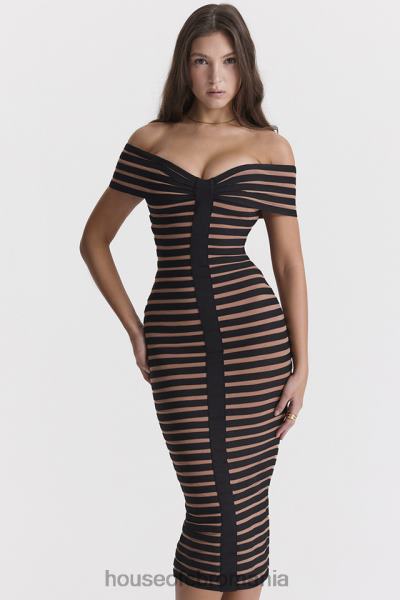 îmbrăcăminte House of CB rochie midi cu bandaj în dungi petra X4F68275