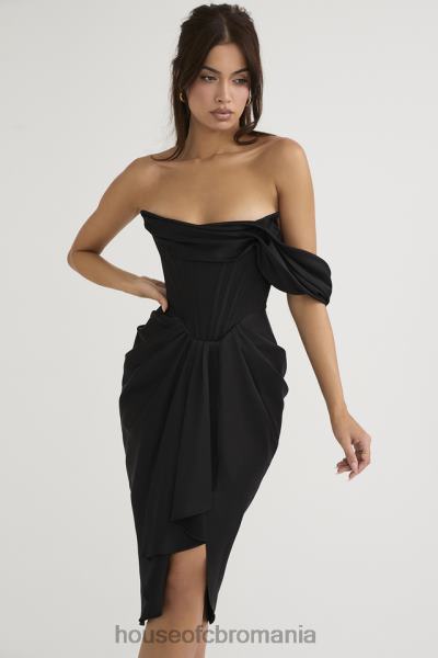 îmbrăcăminte House of CB rochie midi cu corset negru din satin janis X4F68477