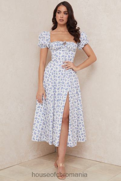 îmbrăcăminte House of CB rochie midi cu flori tallulah albastru alb X4F68602