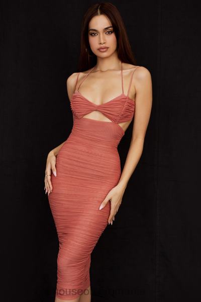 îmbrăcăminte House of CB rochie midi cu volane decupate tibi rose X4F68504