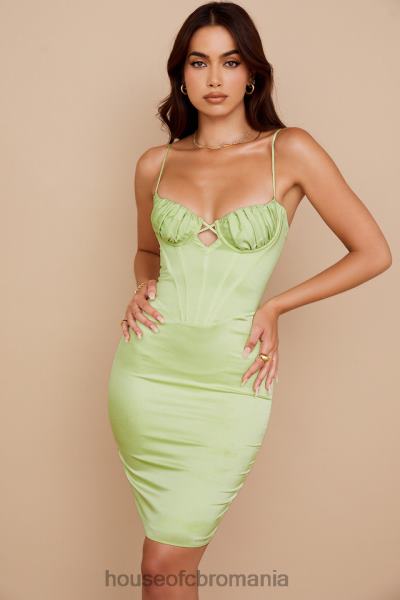 îmbrăcăminte House of CB rochie midi din satin nathalia pistachio X4F68534