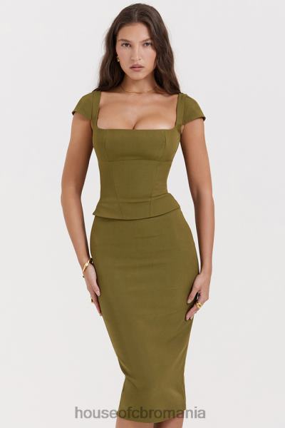 îmbrăcăminte House of CB rochie midi layana olive corset X4F68163