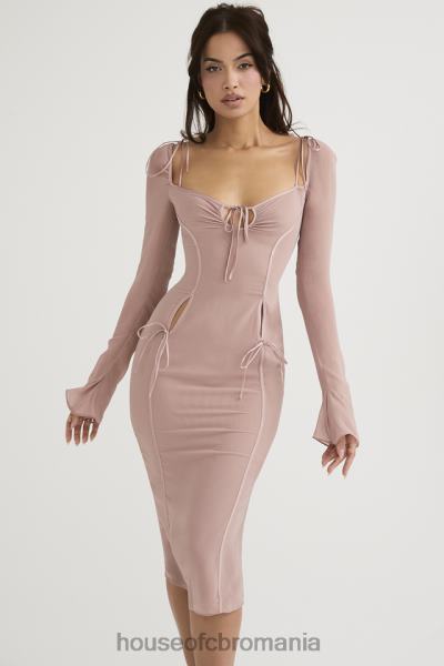 îmbrăcăminte House of CB rochie midi ophelia blush cu decupaj X4F68485