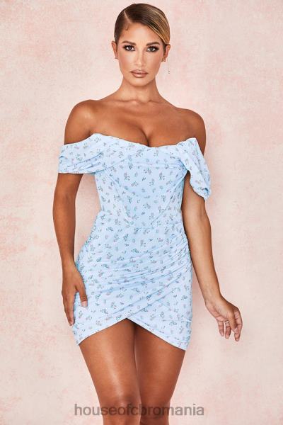 îmbrăcăminte House of CB rochie mini corset drapat floral albastru luna X4F68609