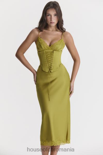 îmbrăcăminte House of CB rochie slip din satin salma chartreuse X4F68288