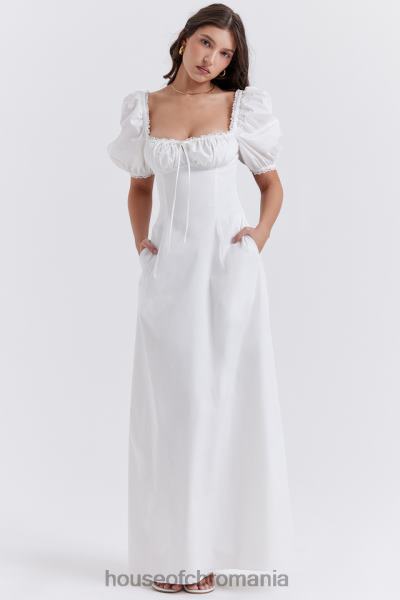 îmbrăcăminte House of CB rochie de soare albă cu mâneci bufante felizia X4F68263