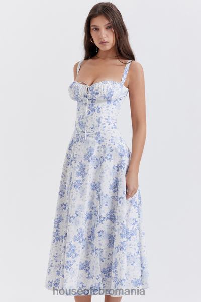 îmbrăcăminte House of CB rochie de soare bustieră cu imprimeu albastru carmen X4F68260