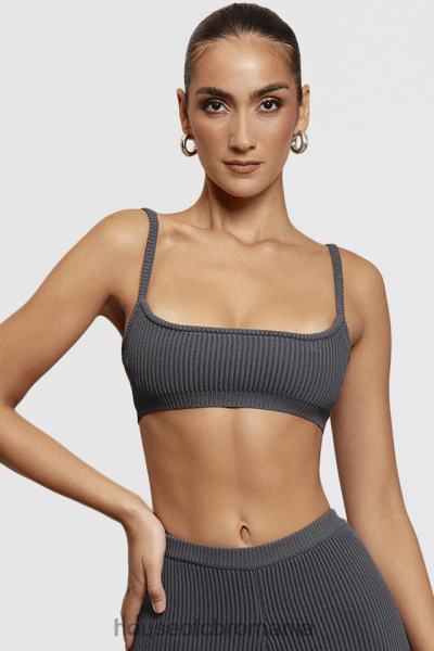 îmbrăcăminte House of CB bralette din tricot cu nervuri mischa gri închis X4F68703