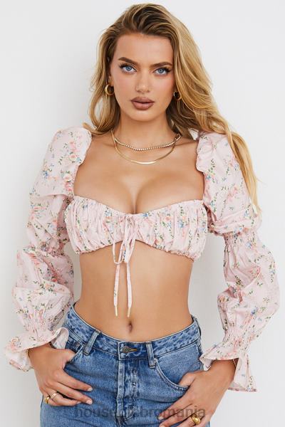 îmbrăcăminte House of CB henrietta top bralette încrețit floral roz X4F68745