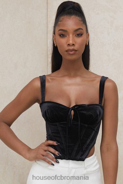 îmbrăcăminte House of CB aayla top cu corset din catifea neagră X4F6899