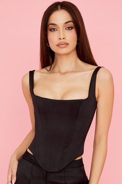 îmbrăcăminte House of CB corset cu paragate din satin negru rafa X4F6863