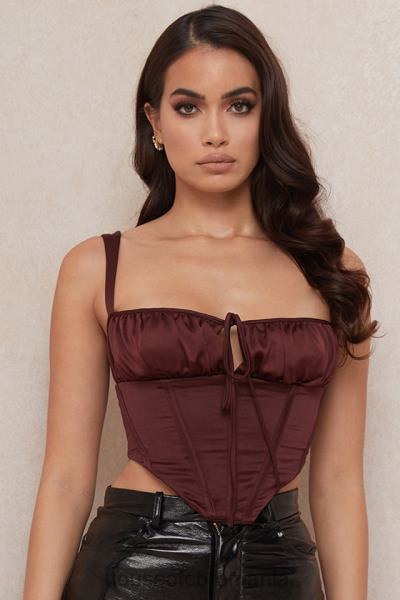 îmbrăcăminte House of CB corset decupat din satin stafide Betsy X4F6898