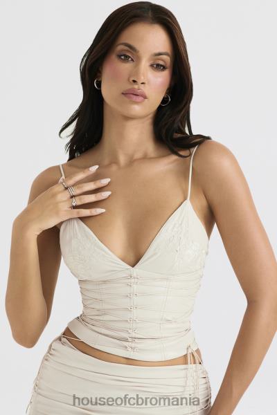 îmbrăcăminte House of CB corset din piele vegan alb antonella X4F6835