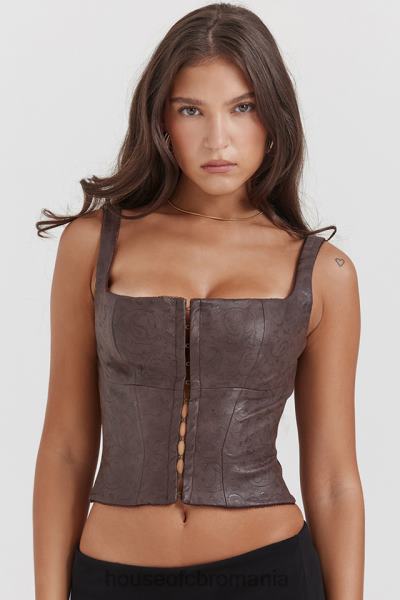 îmbrăcăminte House of CB corset din piele vegan maro pia X4F685