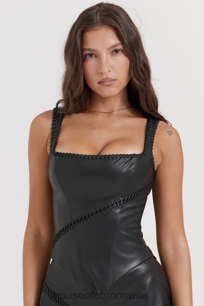 îmbrăcăminte House of CB corset din piele vegană neagră leonie X4F6816