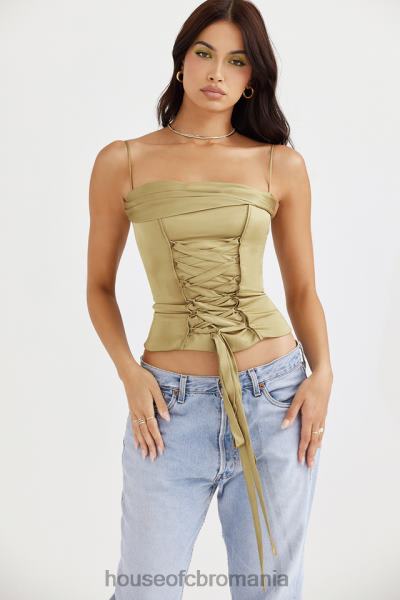 îmbrăcăminte House of CB corset din satin letitia olive X4F6858