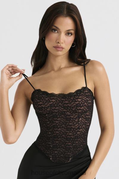 îmbrăcăminte House of CB corset romina din dantela neagra X4F6839