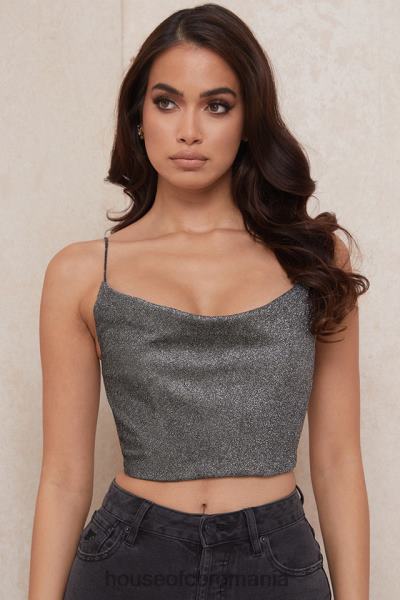 îmbrăcăminte House of CB crop top lulia argintiu X4F68774