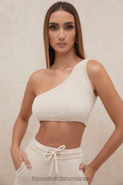 îmbrăcăminte House of CB top crop pe un umăr de chenille crem charlie X4F68781