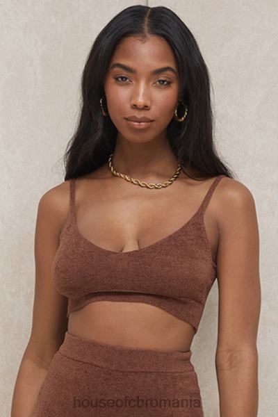 îmbrăcăminte House of CB top crop pufos din tricot lorna chocolate X4F68778