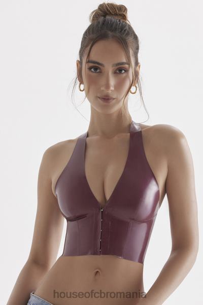 îmbrăcăminte House of CB top cu halter din latex ariadne merlot X4F68681